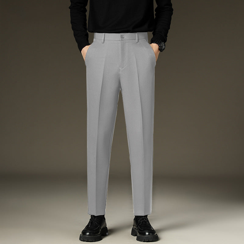 Fleece-Lined Straight-Leg Dress Slacks