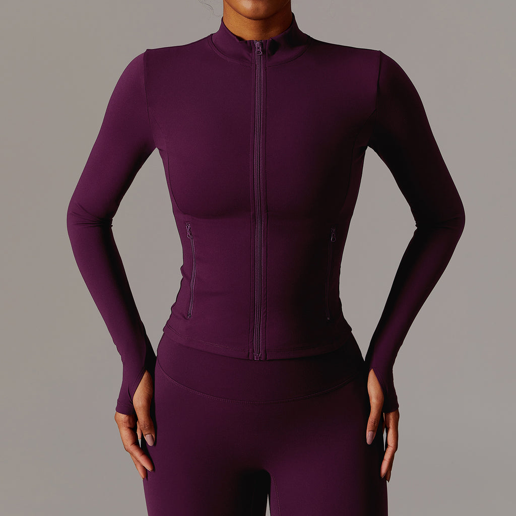 Zip-up Athletic Top and Leggings Set