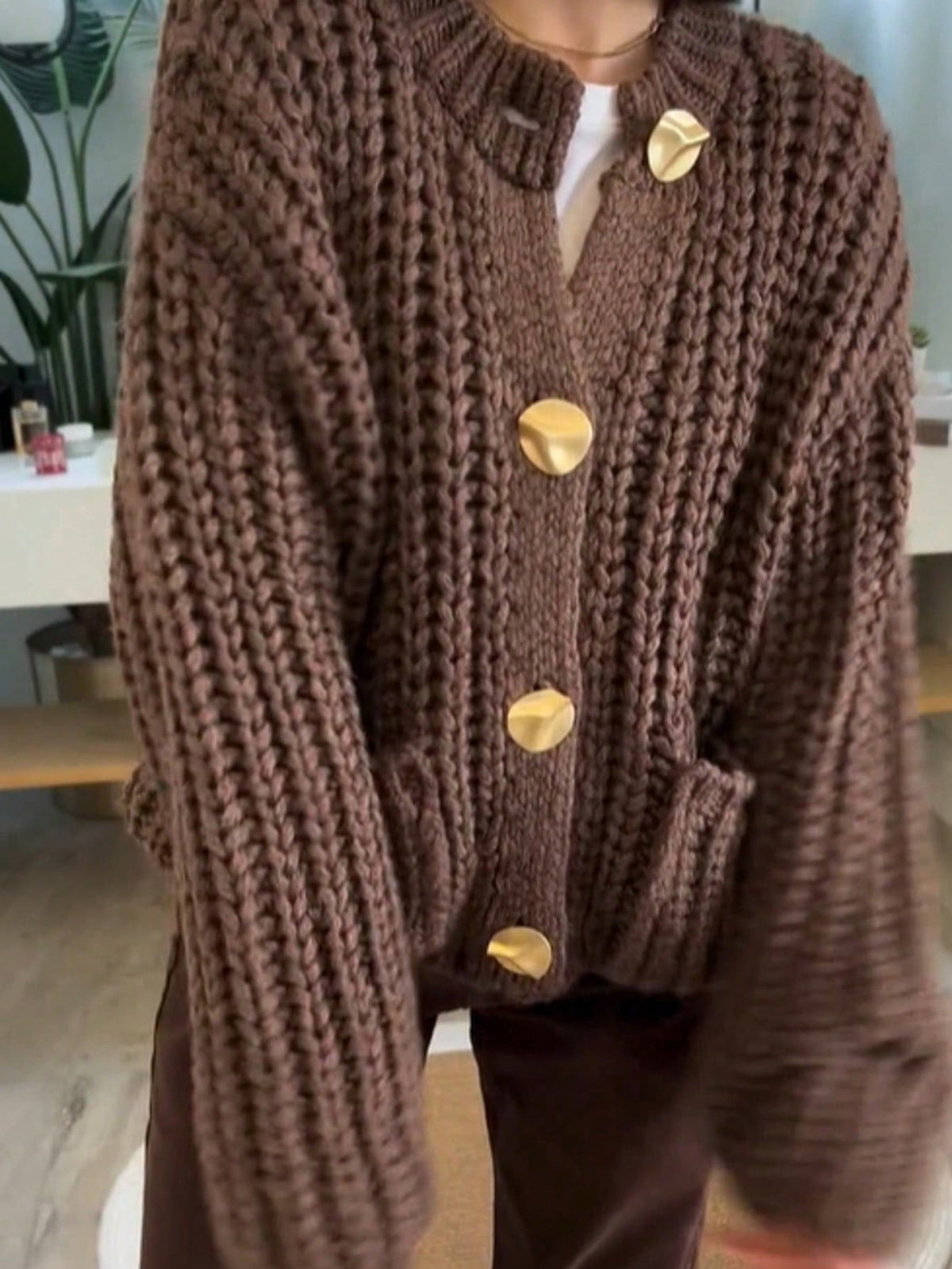 Women's Chunky Knit Button Cardigan