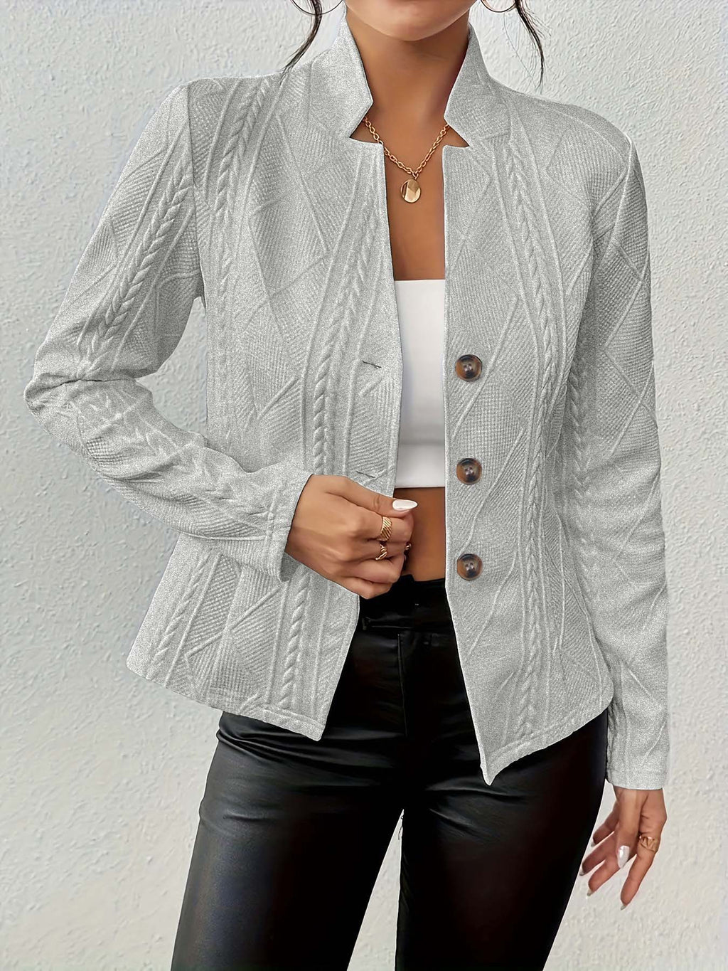 Elegant Cable Knit Blazer Jacket