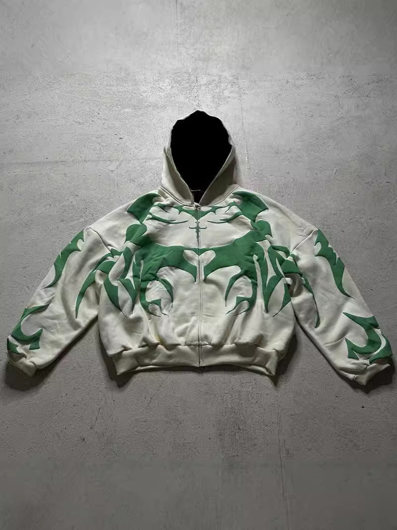 Tribal-Edge Oversized Zip Hoodie