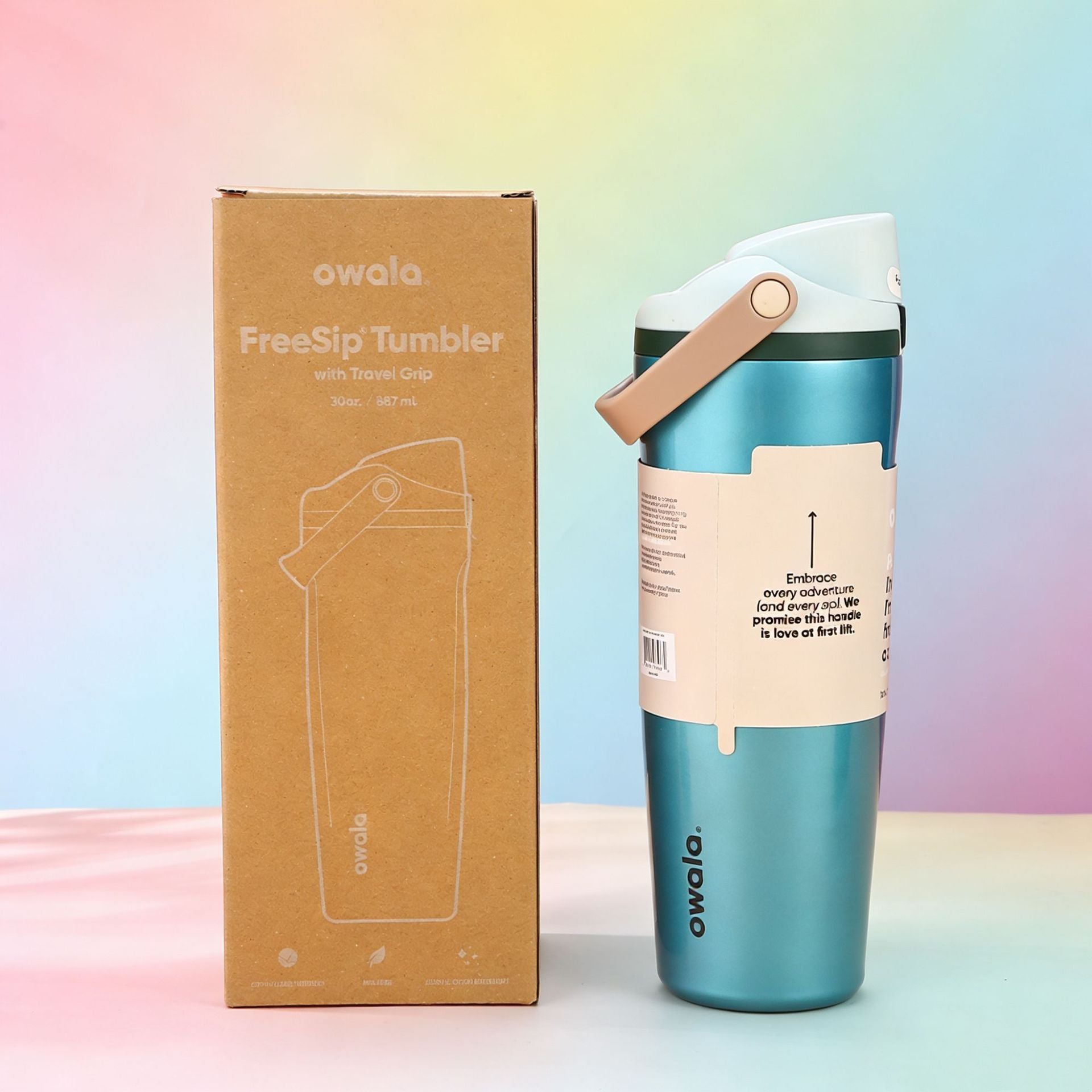 30oz Printed Insulated Water Bottle with Straw