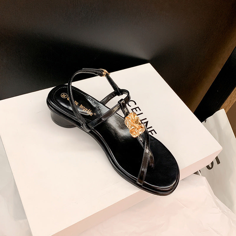 Cross-Strap Block-Heel Sandals