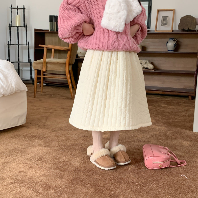 Girls' Solid Padded Winter Skirt