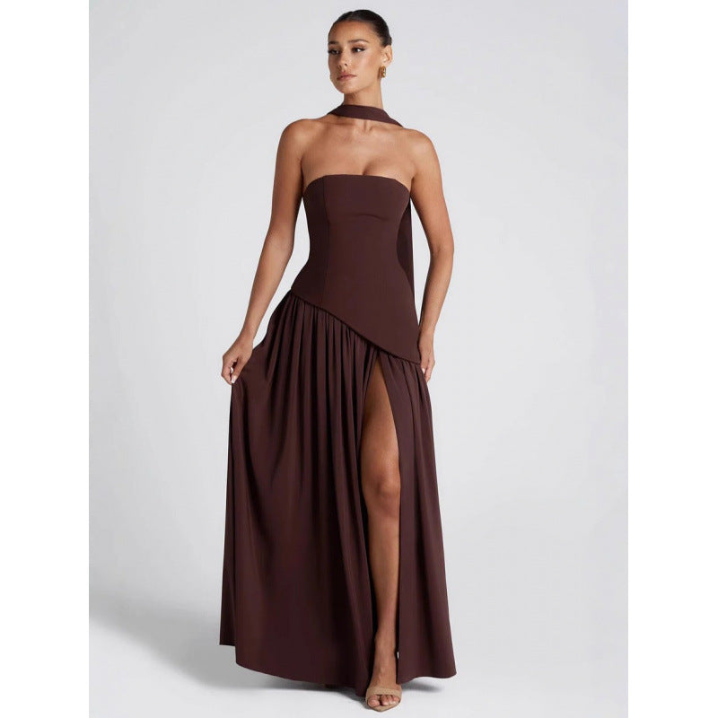 Strapless Slit Maxi Dress