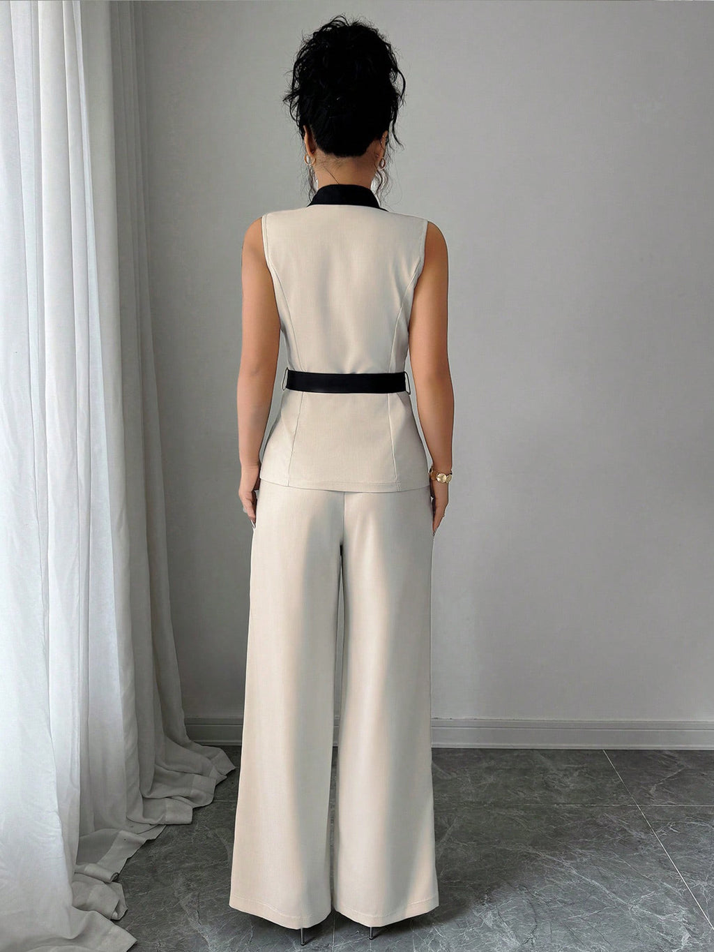 Sleeveless Blazer and Trousers Set