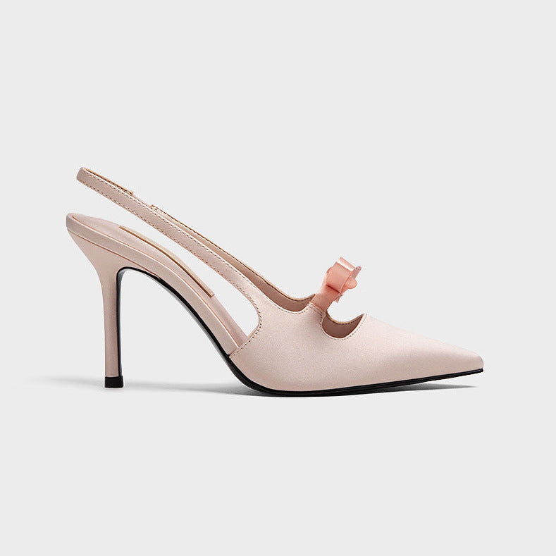 Satin Bow Pointed Heels