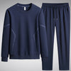 3219 Flat Leg Blue Crewneck Two-Piece Set