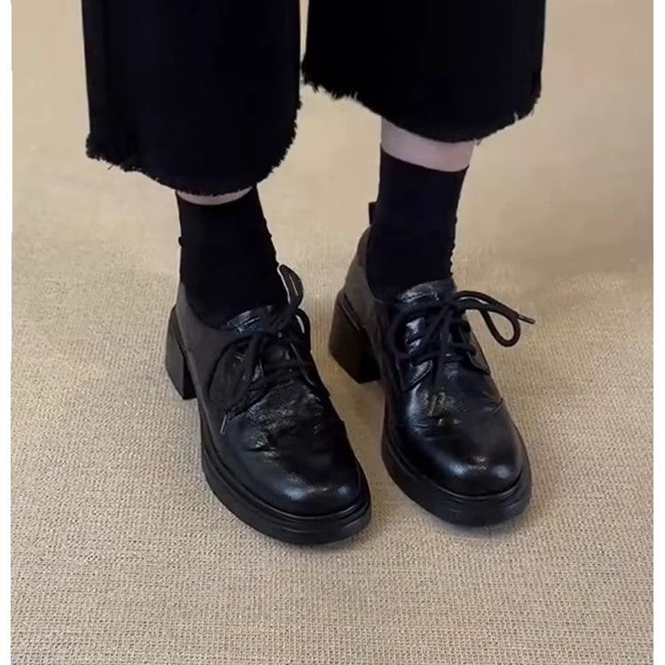 Lace-Up Platform Leather Shoes