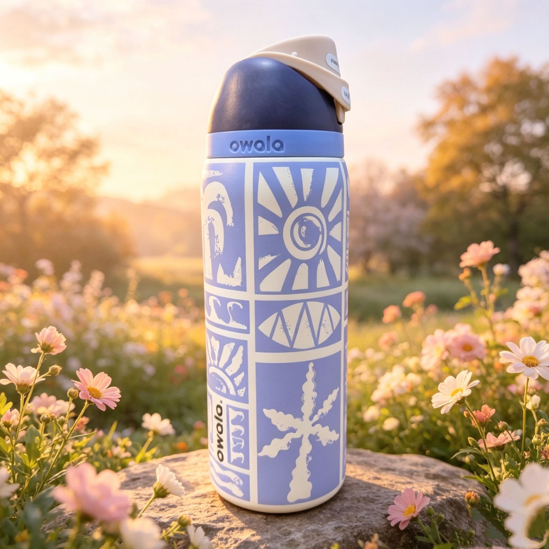 Character Print Insulated Water Bottle with Straw