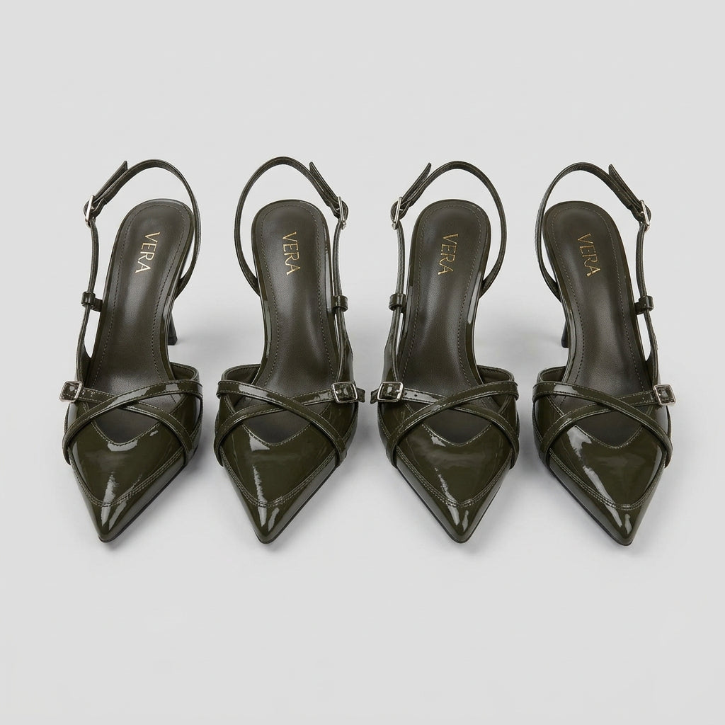 Buckle-Strap Slingback Heels – color detail