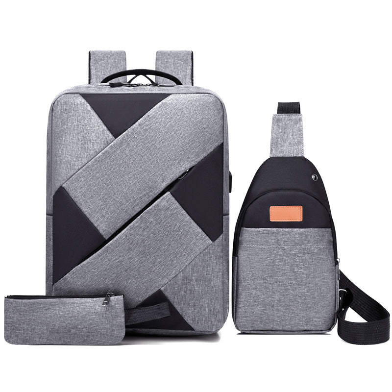 Modern Geometric Three Piece Backpack Set