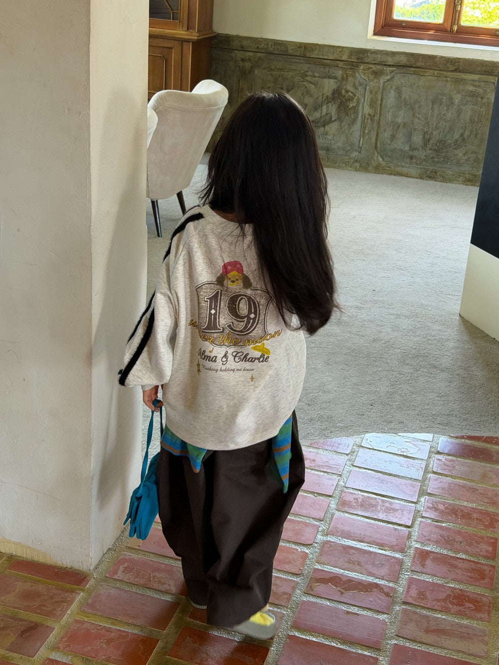 Girls' Cartoon Letter Sweatshirt