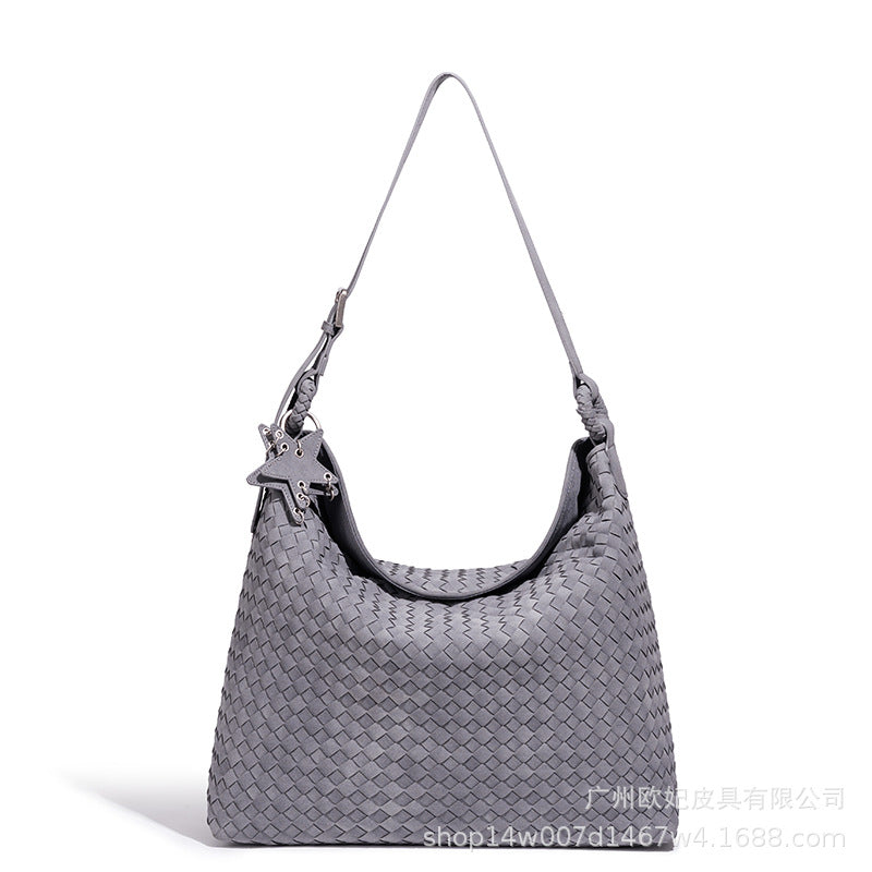 Suede Woven Tote Bag: