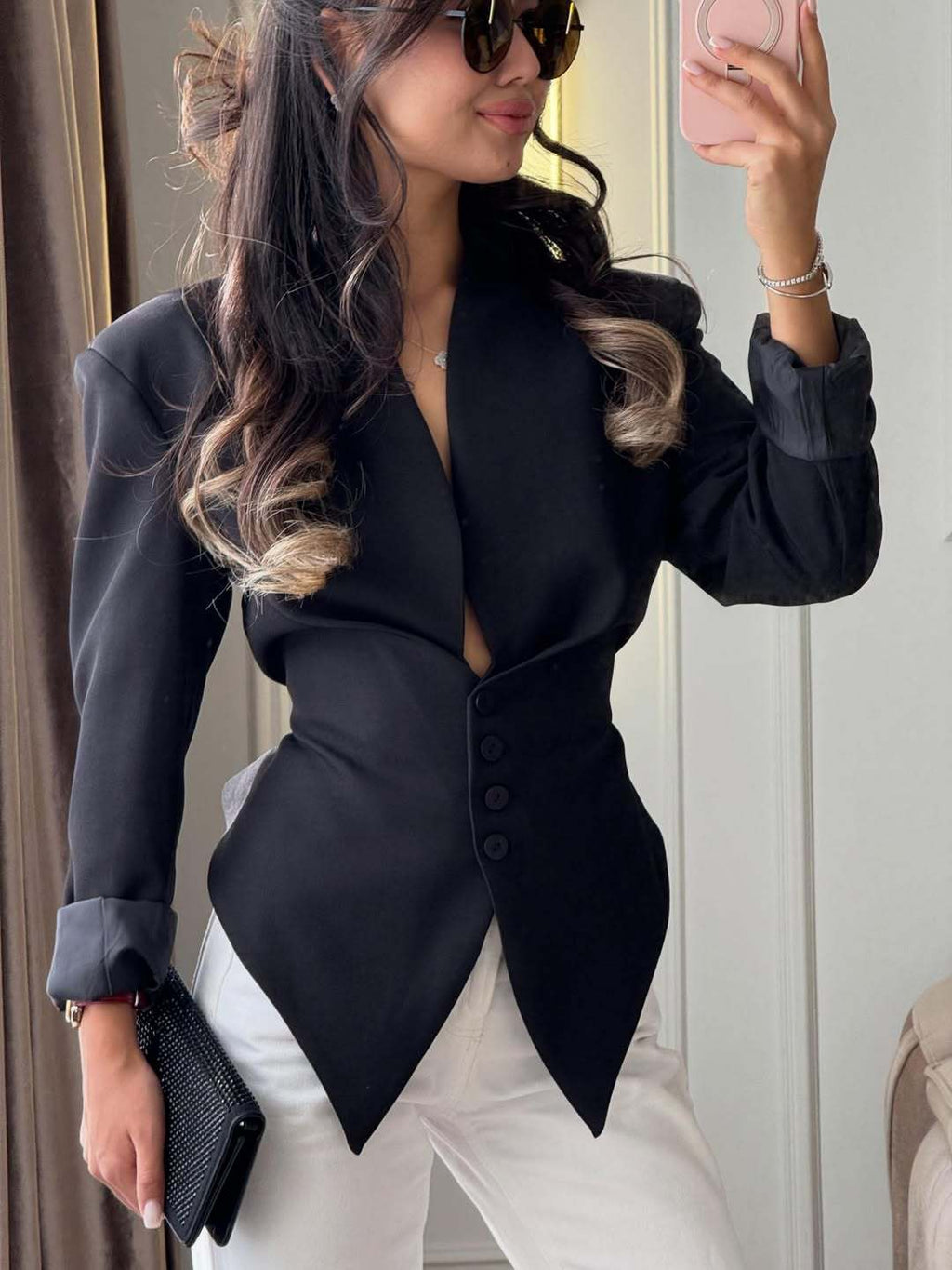 Elegant Asymmetrical Blazer Top