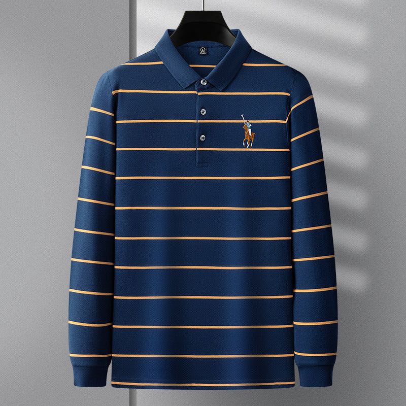 Classic Striped Long-Sleeve Polo