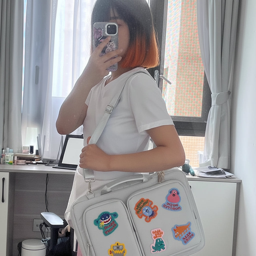 Cartoon Patch Messenger Bag