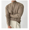 Mid-neck corespun yarn sweater camel