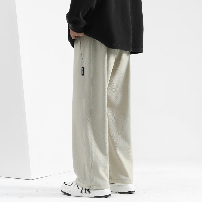 Loose-Fit Drawstring Straight-Leg Trousers