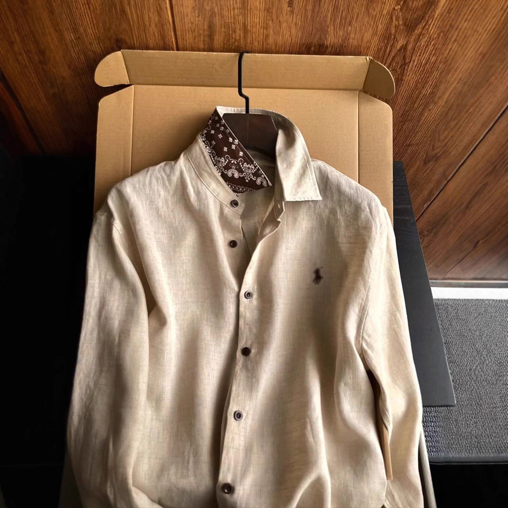 Paisley Accent Linen Shirt