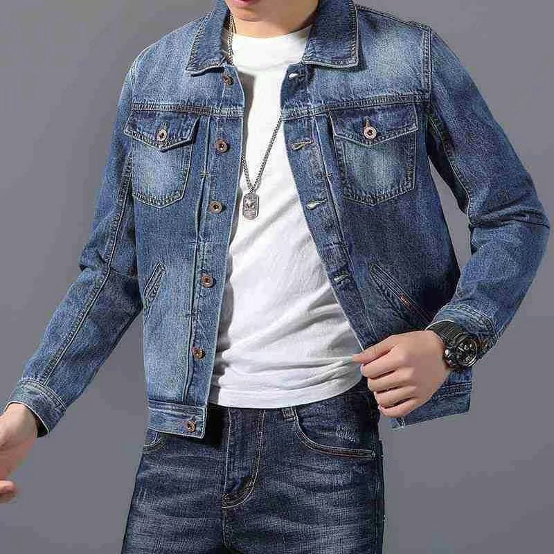 Slim-Fit Denim Casual Jacket