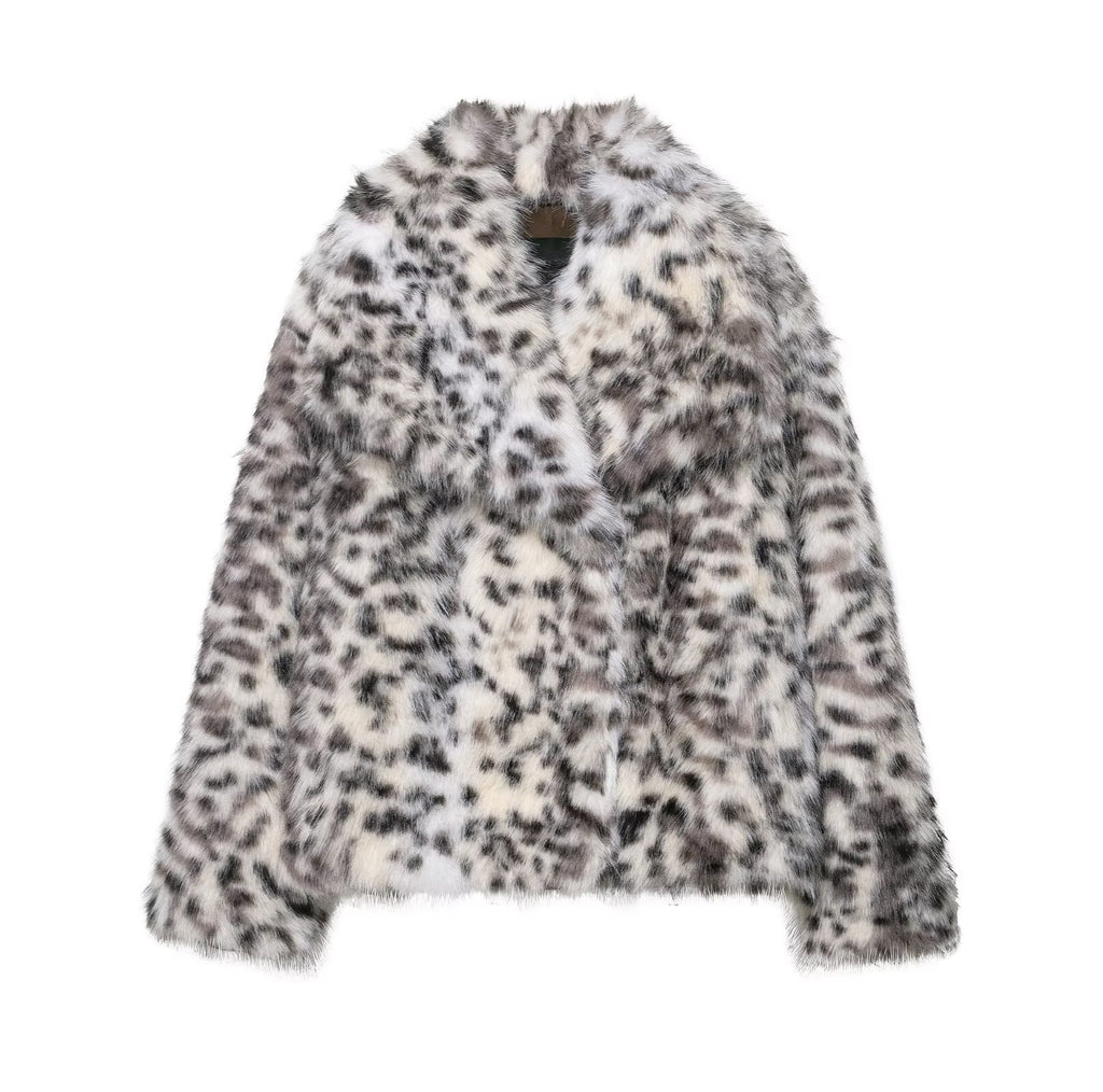 Women's Leopard Print Faux Fur Jacket