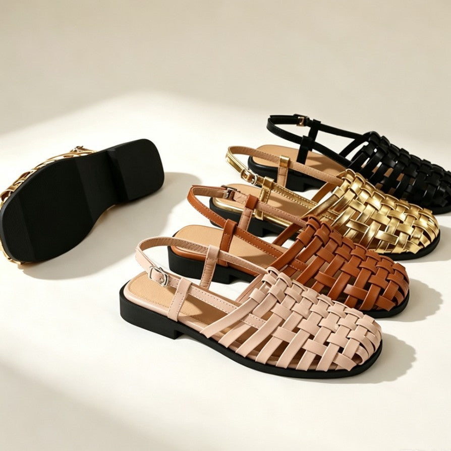 Woven Slingback Heel Sandals