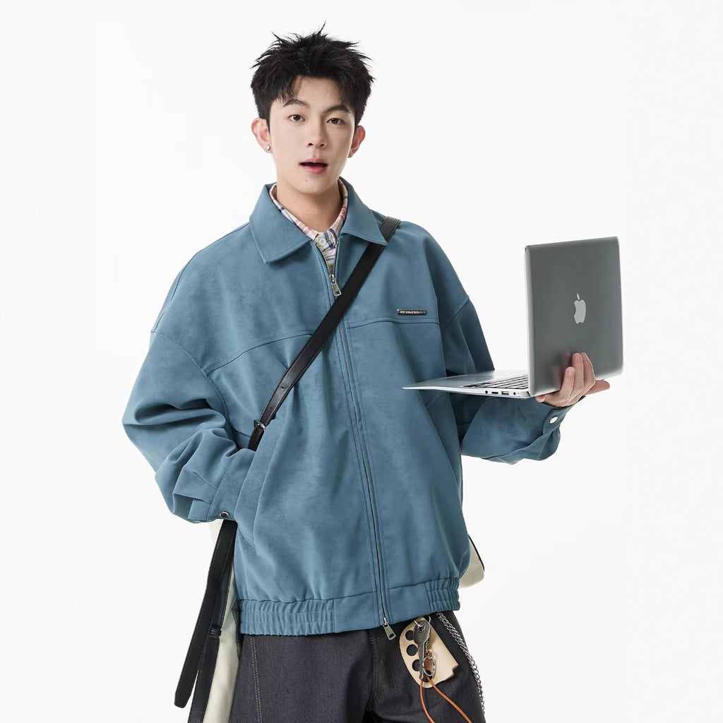 Revere Collar Suede Jacket