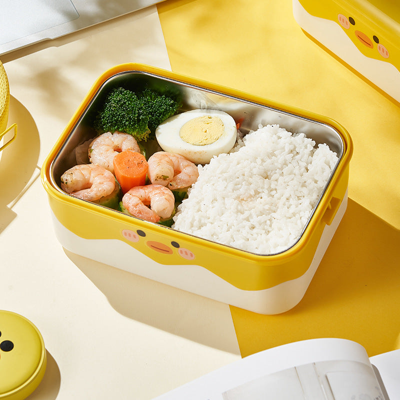 Xiaohuangji stainless steel children's lunch box, student office lunch box, lunch box with snap closure, sealed lunch box