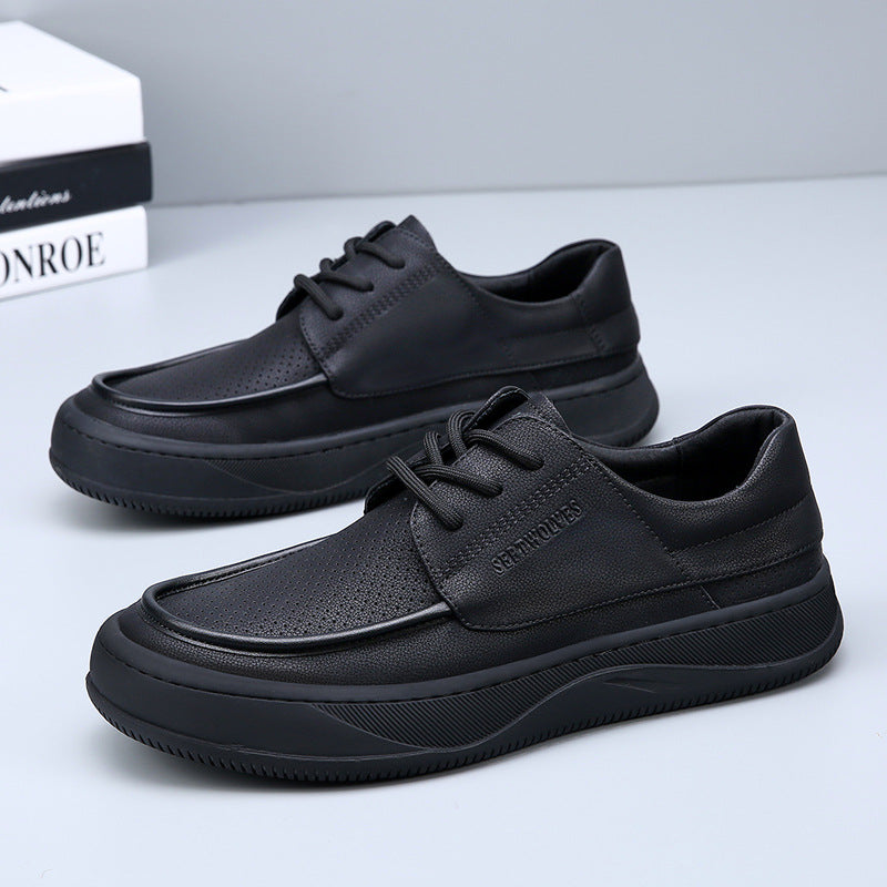 Perforated Leather Casual Loafers