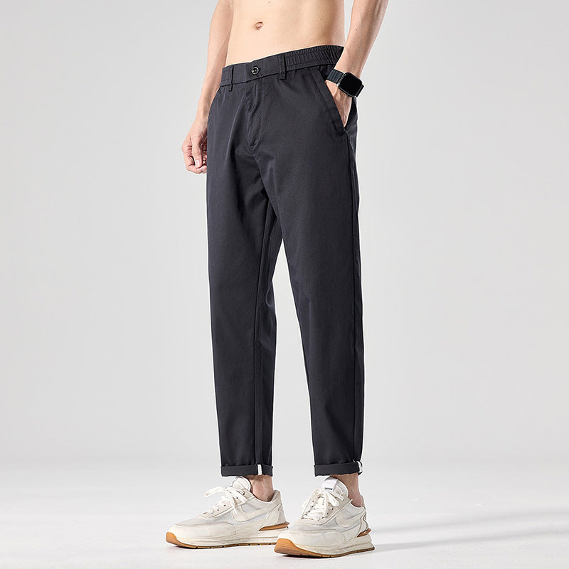 Men’s Slim-Fit Cropped Casual Trousers