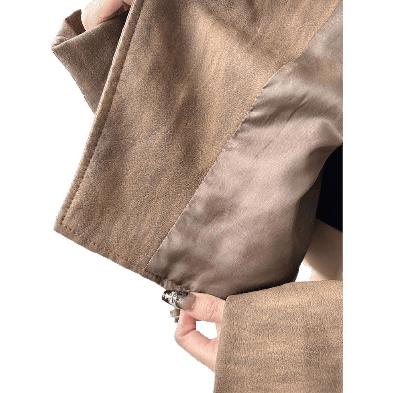 Cropped Faux Leather Jacket