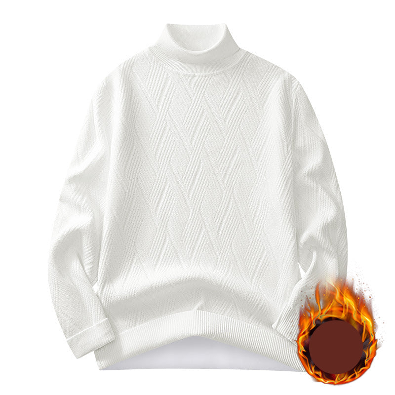 High-Neck Textured Knit Sweater