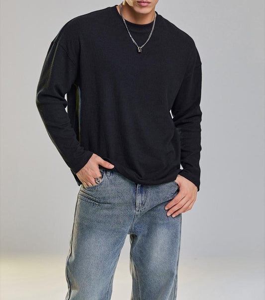 Basic Textured Long-Sleeve Shirt