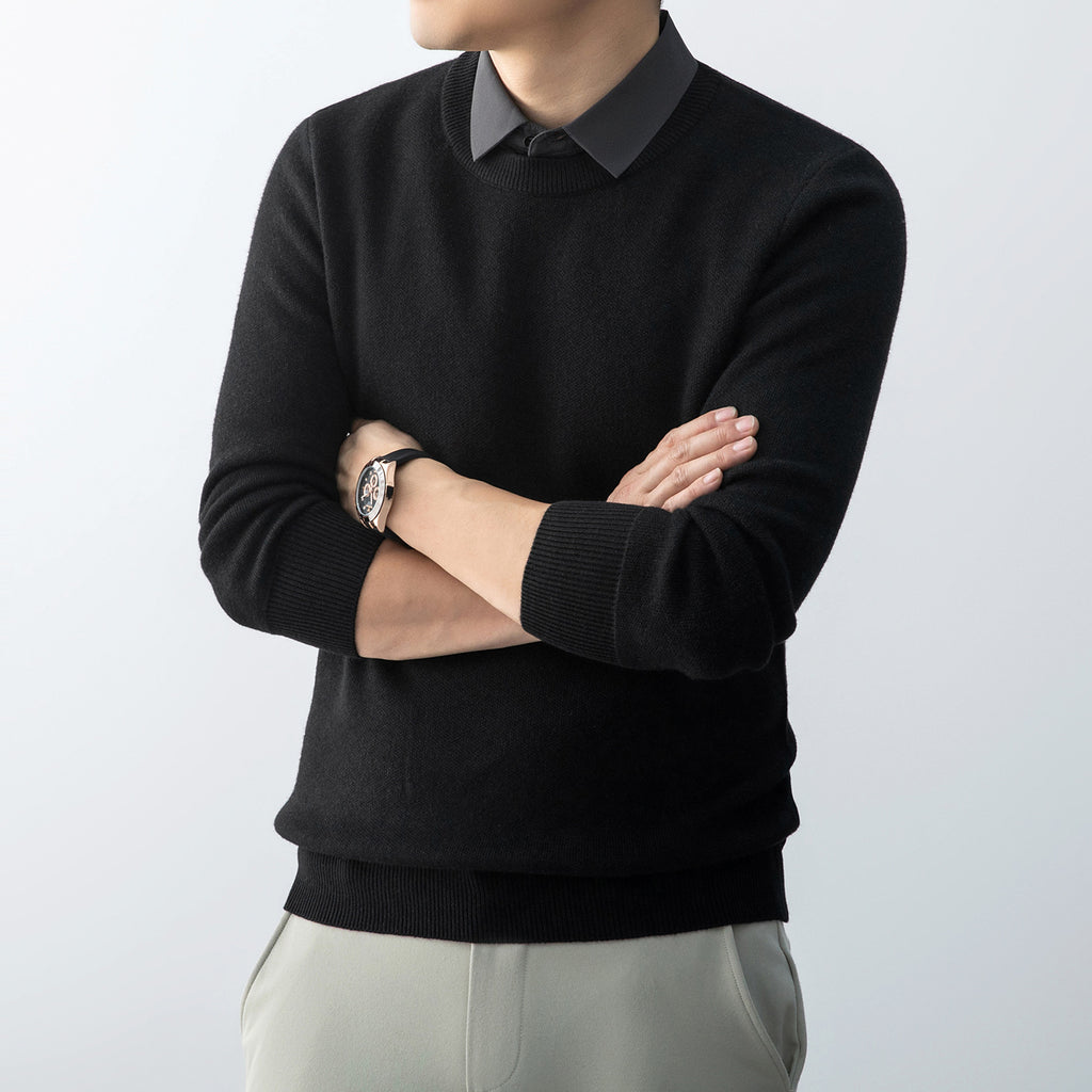 Integrated Mock-Layer Knit Pullover