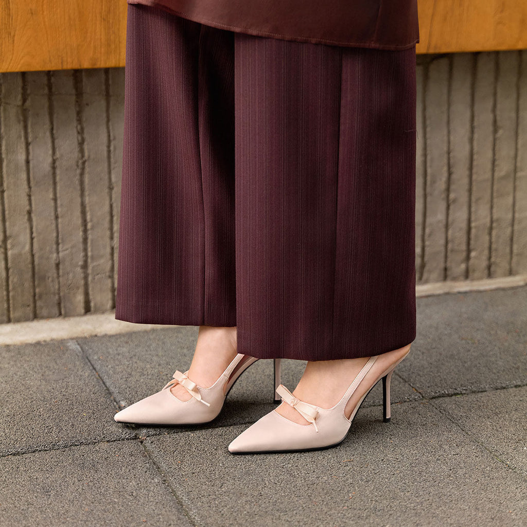 Satin Bow Pointed Heels