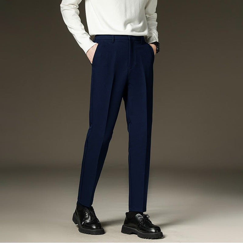 Fleece-Lined Straight-Leg Dress Slacks