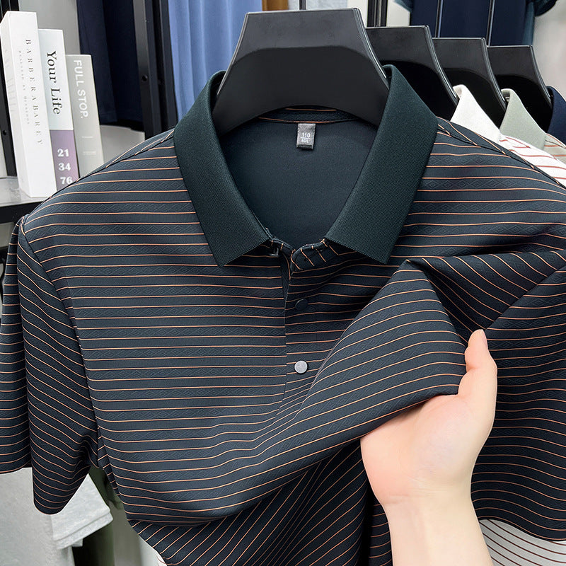 Striped Knit Polo Shirt