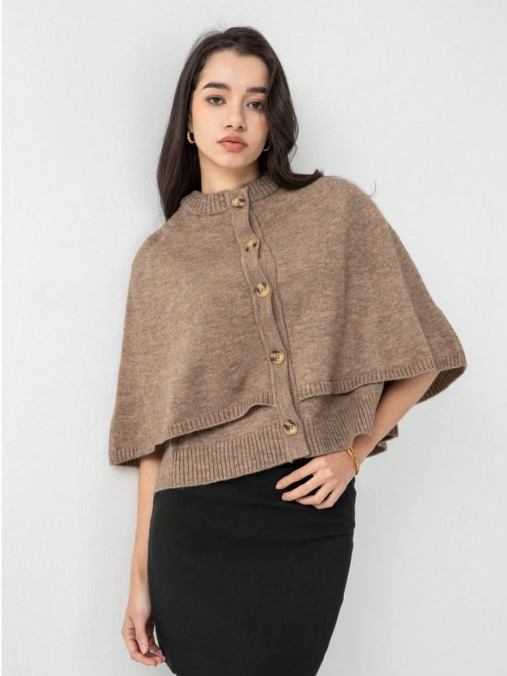Women's Cropped Knit Shawl Cardigan