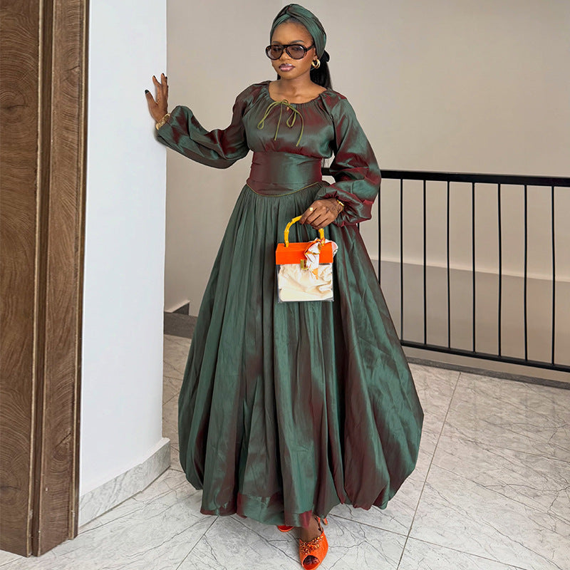 Waist-Cinching Full-Skirt Dress