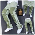 patchwork utility jeans