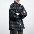 Oversized Plaid Flannel Shirt — Navy / XXL