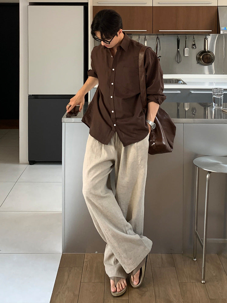 Linen Wide-Leg Trousers