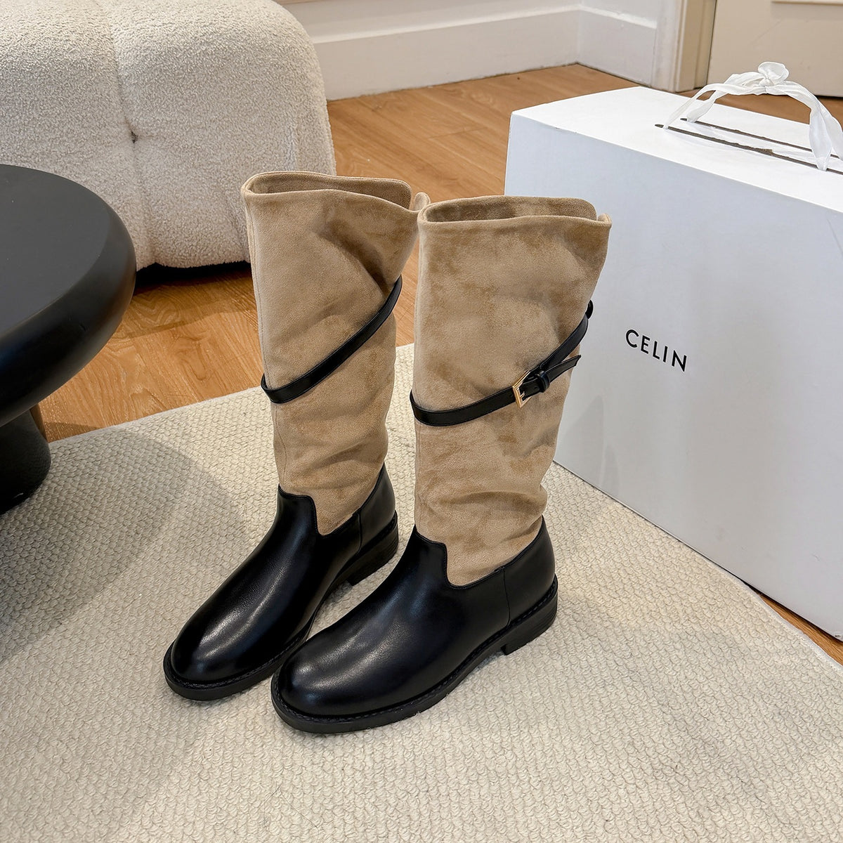 Slouch Buckle Riding Boots