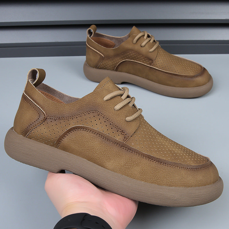 Perforated Leather Casual Shoes