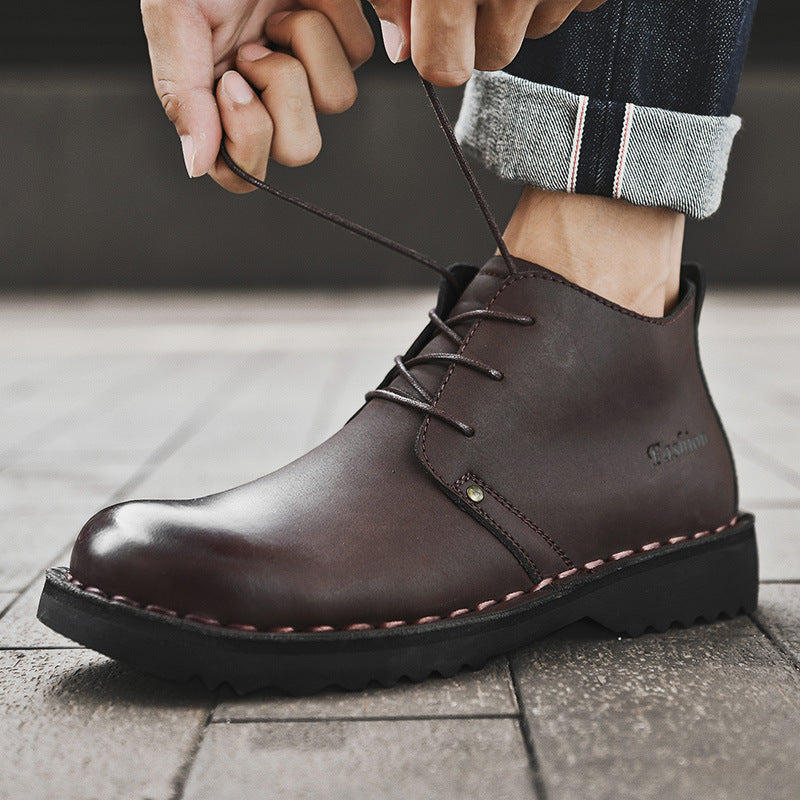 Spring and summer new high-top men's leather shoes cargo shoes cross-border foreign trade European and American style casual business formal wear Martin boots for men