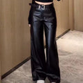 Leather-Look Wide-Leg Trousers