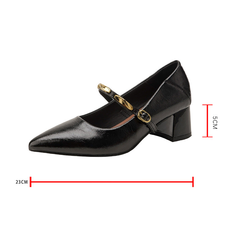 Gold Bar Pointed-Toe Heels