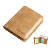 Khaki-Three fold models (retro top layer leather)-Anti-theft brush