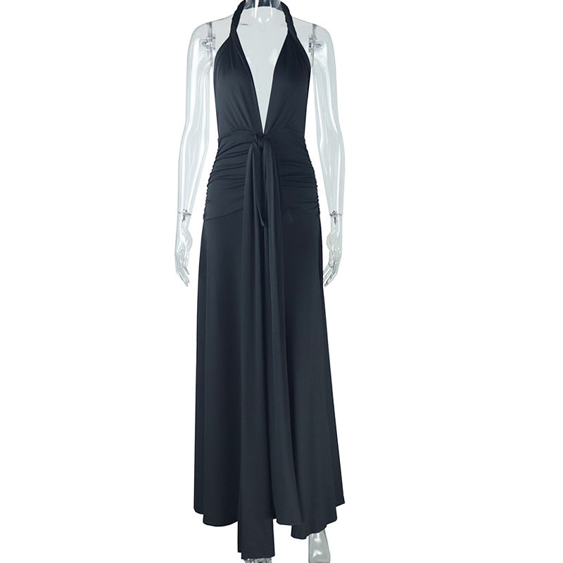Halter Backless Slit Maxi Dress